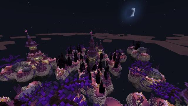 Screenshot of the Minecraft Bedrock Marketplace product Magic Skies End created by Razzleberries.