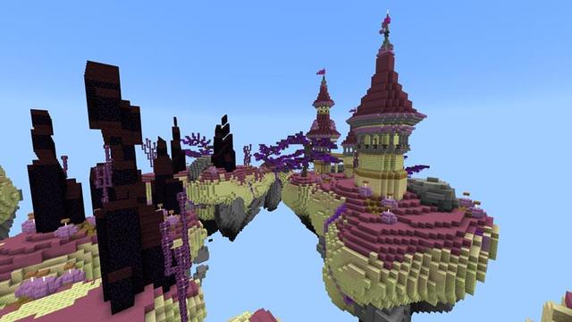 Screenshot of the Minecraft Bedrock Marketplace product Magic Skies End created by Razzleberries.