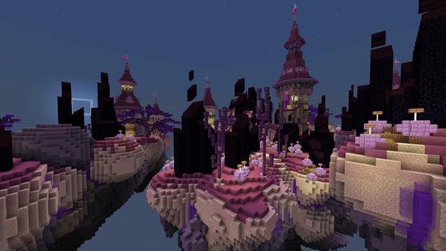 Screenshot of the Minecraft Bedrock Marketplace product Magic Skies End created by Razzleberries.