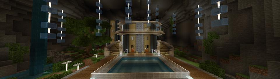 Panorama of the Minecraft Bedrock Marketplace product Mansion Under House created by Razzleberries.