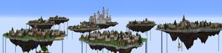 Panorama of the Minecraft Bedrock Marketplace product Medieval Floating Kingdom created by Razzleberries.