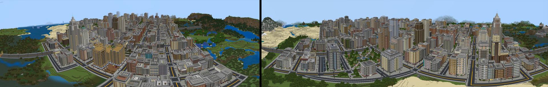 Panorama of the Minecraft Bedrock Marketplace product Mega City created by Razzleberries.
