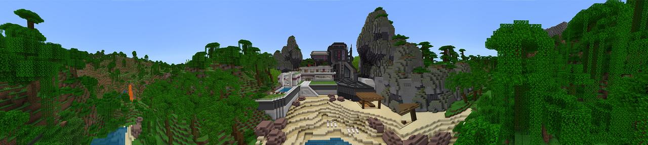 Panorama of the Minecraft Bedrock Marketplace product Mega Ultimate House created by Razzleberries.