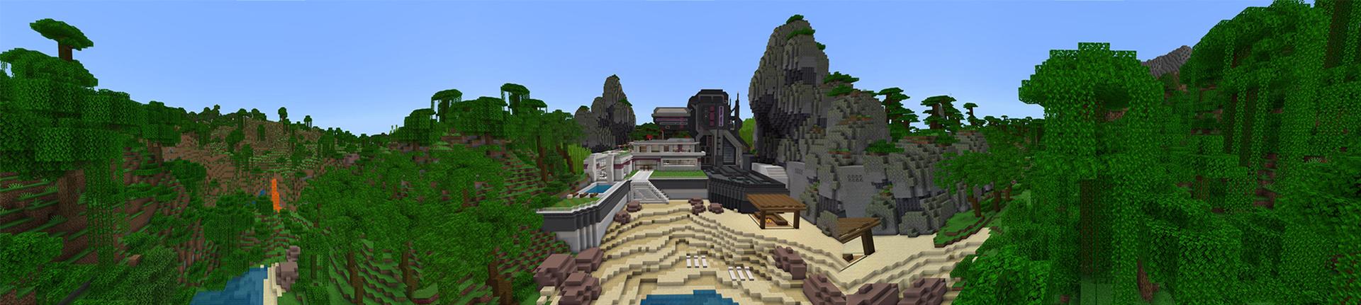 Panorama of the Minecraft Bedrock Marketplace product Mega Ultimate House created by Razzleberries.