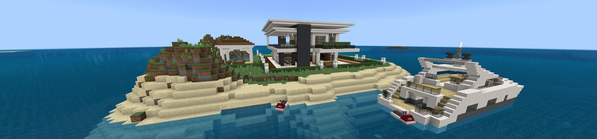 Panorama of the Minecraft Bedrock Marketplace product Millionaire Island Base created by Razzleberries.