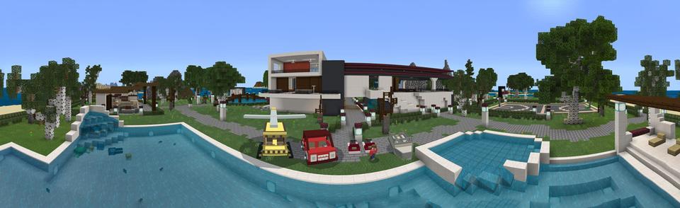 Panorama of the Minecraft Bedrock Marketplace product Millionaire Vacation Island created by Razzleberries.