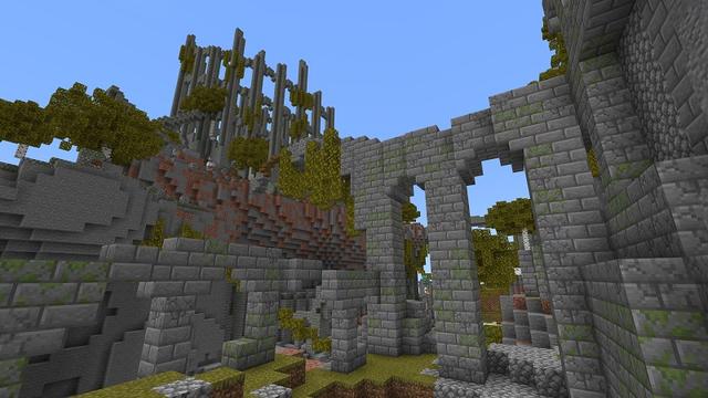 Screenshot of the Minecraft Bedrock Marketplace product Minerdale Cliffside Ruins created by Razzleberries.