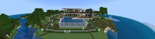Panorama of the Minecraft Bedrock Marketplace product Modern Beachside Villa created by Razzleberries.