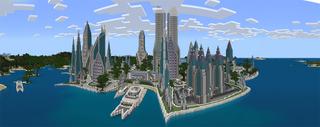 Panorama of the Minecraft Bedrock Marketplace product Modern City created by Razzleberries.