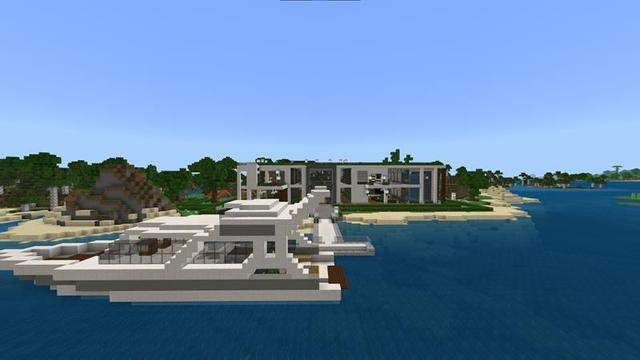 Screenshot of the Minecraft Bedrock Marketplace product Modern Hillside Mansion created by Razzleberries.