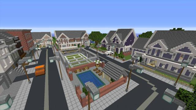 Screenshot of the Minecraft Bedrock Marketplace product Modern Town and School created by Razzleberries.