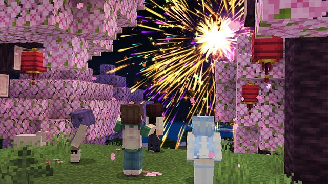 Screenshot of the Minecraft Bedrock Marketplace product More Fireworks created by Razzleberries.