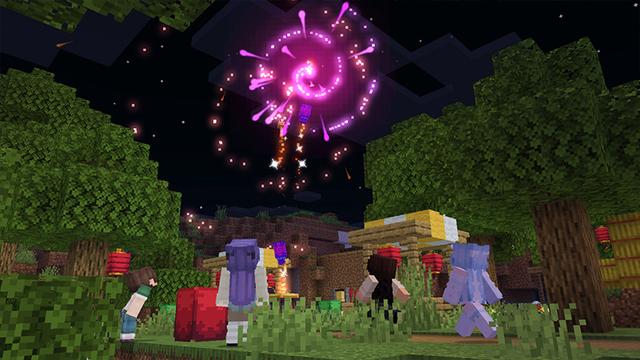 Screenshot of the Minecraft Bedrock Marketplace product More Fireworks created by Razzleberries.