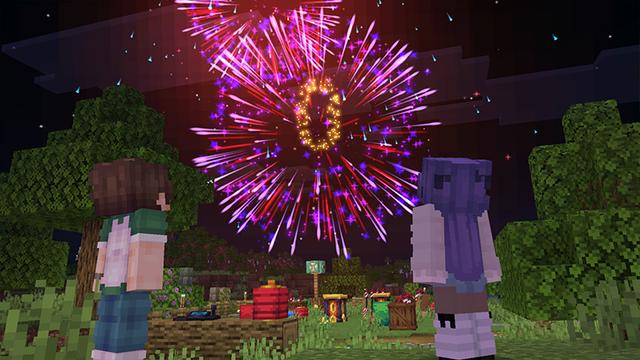 Screenshot of the Minecraft Bedrock Marketplace product More Fireworks created by Razzleberries.