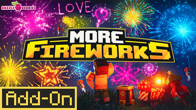 Thumbnail of the Minecraft Bedrock Marketplace product More Fireworks created by Razzleberries.