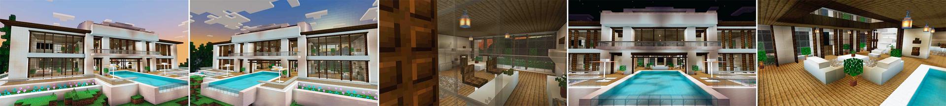 Panorama of the Minecraft Bedrock Marketplace product Mountain Tycoon Mansion created by Razzleberries.