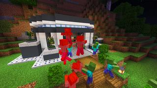 Screenshot of the Minecraft Bedrock Marketplace product Noob vs Pro vs Hacker Base created by Razzleberries.