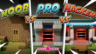 Thumbnail of the Minecraft Bedrock Marketplace product Noob vs Pro vs Hacker Base created by Razzleberries.