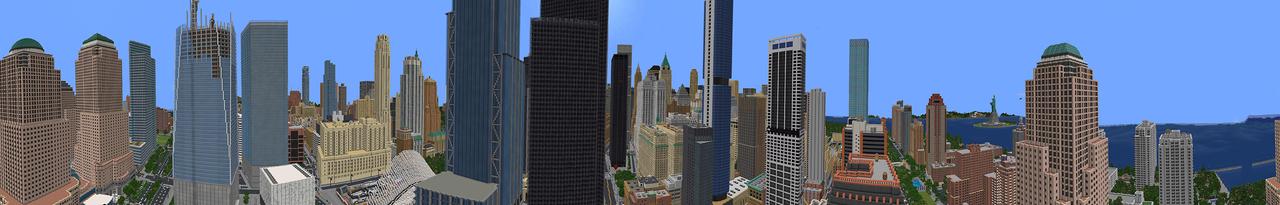 Panorama of the Minecraft Bedrock Marketplace product NYC Lower Manhattan created by Razzleberries.