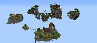 Panorama of the Minecraft Bedrock Marketplace product Parkour Survival in the Sky created by Razzleberries.