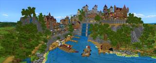 Panorama of the Minecraft Bedrock Marketplace product Port City created by Razzleberries.