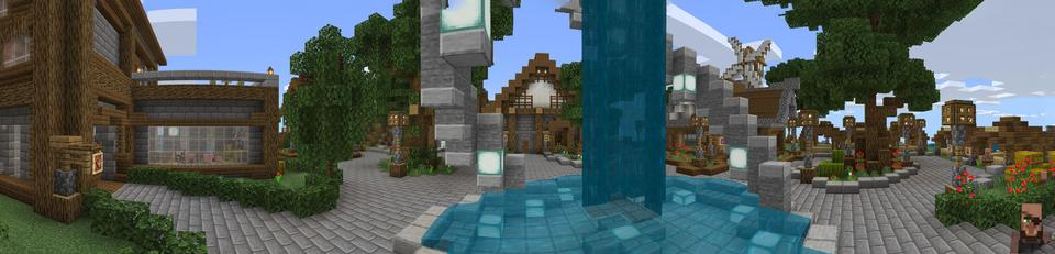 Panorama of the Minecraft Bedrock Marketplace product Port Island created by Razzleberries.