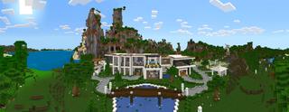 Panorama of the Minecraft Bedrock Marketplace product Private Hill Mansion created by Razzleberries.