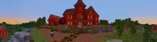 Panorama of the Minecraft Bedrock Marketplace product Redstone Mansion created by Razzleberries.