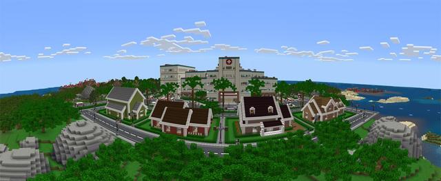 Panorama of the Minecraft Bedrock Marketplace product Roleplay: Hospital created by Razzleberries.