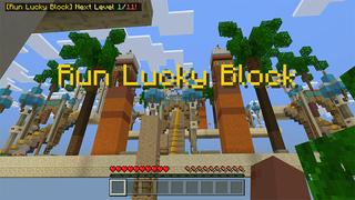 Screenshot of the Minecraft Bedrock Marketplace product Run Lucky Block created by Razzleberries.