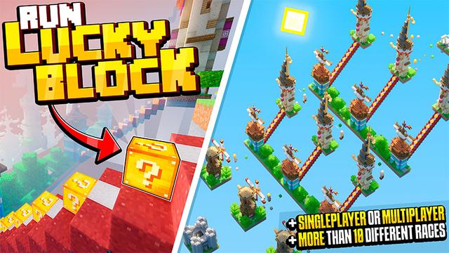 Thumbnail of the Minecraft Bedrock Marketplace product Run Lucky Block created by Razzleberries.