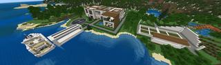 Panorama of the Minecraft Bedrock Marketplace product Seaside Mansion Villa created by Razzleberries.