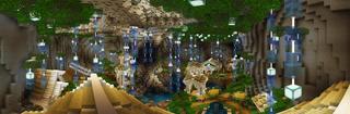 Panorama of the Minecraft Bedrock Marketplace product Secret Mountain Base created by Razzleberries.