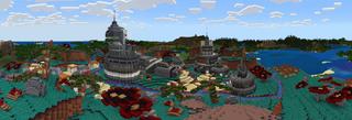 Panorama of the Minecraft Bedrock Marketplace product Simple Spawns Alien Base created by Razzleberries.