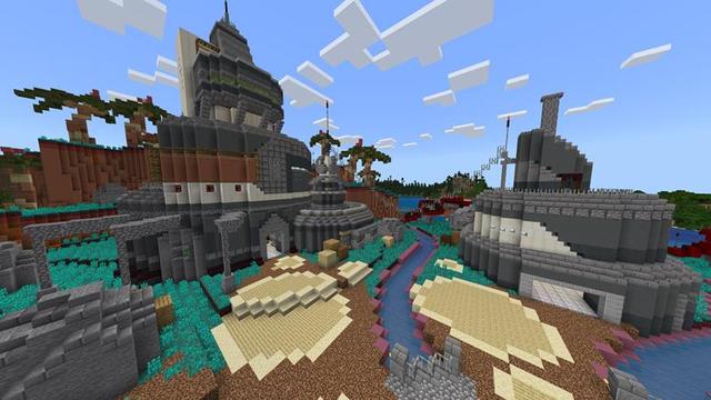 Screenshot of the Minecraft Bedrock Marketplace product Simple Spawns Alien Base created by Razzleberries.