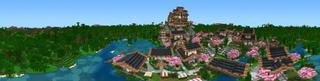 Panorama of the Minecraft Bedrock Marketplace product Simple Spawns: Blossom Village created by Razzleberries.