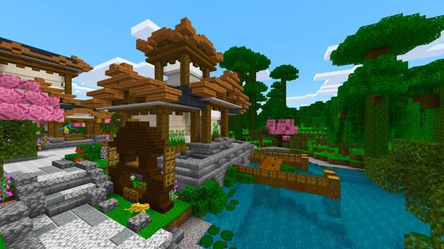 Screenshot of the Minecraft Bedrock Marketplace product Simple Spawns: Blossom Village created by Razzleberries.