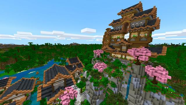 Screenshot of the Minecraft Bedrock Marketplace product Simple Spawns: Blossom Village created by Razzleberries.