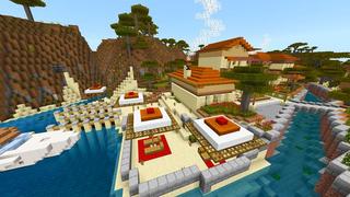 Screenshot of the Minecraft Bedrock Marketplace product Simple Spawns Bungalow Retreat created by Razzleberries.