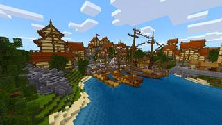 Screenshot of the Minecraft Bedrock Marketplace product Simple Spawns Castle City created by Razzleberries.