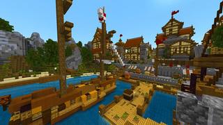 Screenshot of the Minecraft Bedrock Marketplace product Simple Spawns Castle City created by Razzleberries.