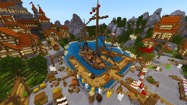 Screenshot of the Minecraft Bedrock Marketplace product Simple Spawns Castle City created by Razzleberries.