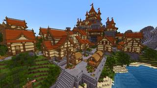 Screenshot of the Minecraft Bedrock Marketplace product Simple Spawns Castle City created by Razzleberries.