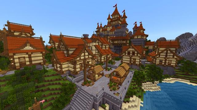 Screenshot of the Minecraft Bedrock Marketplace product Simple Spawns Castle City created by Razzleberries.