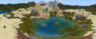 Panorama of the Minecraft Bedrock Marketplace product Simple Spawns Desert Village created by Razzleberries.