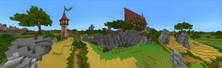 Panorama of the Minecraft Bedrock Marketplace product Simple Spawns: Fantasy Farm created by Razzleberries.