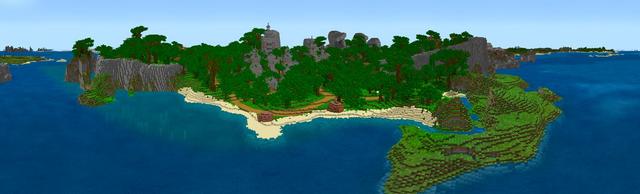 Panorama of the Minecraft Bedrock Marketplace product Simple Spawns Jungle Ruins created by Razzleberries.