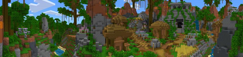Panorama of the Minecraft Bedrock Marketplace product Simple Spawns: Jungle Valley created by Razzleberries.