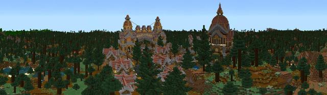 Panorama of the Minecraft Bedrock Marketplace product Simple Spawns Megataiga created by Razzleberries.
