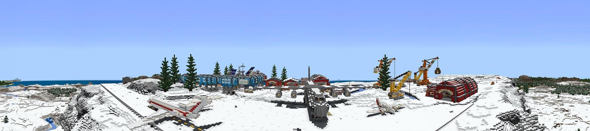 Panorama of the Minecraft Bedrock Marketplace product Simple Spawns: North Pole created by Razzleberries.